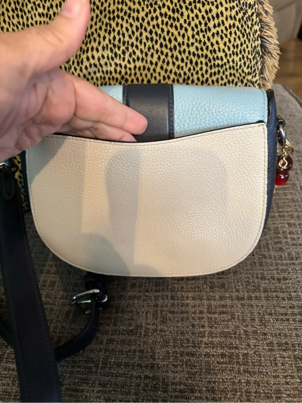 Coach Colorblock Leather Crossbody Bag - Light Blue, White & Red